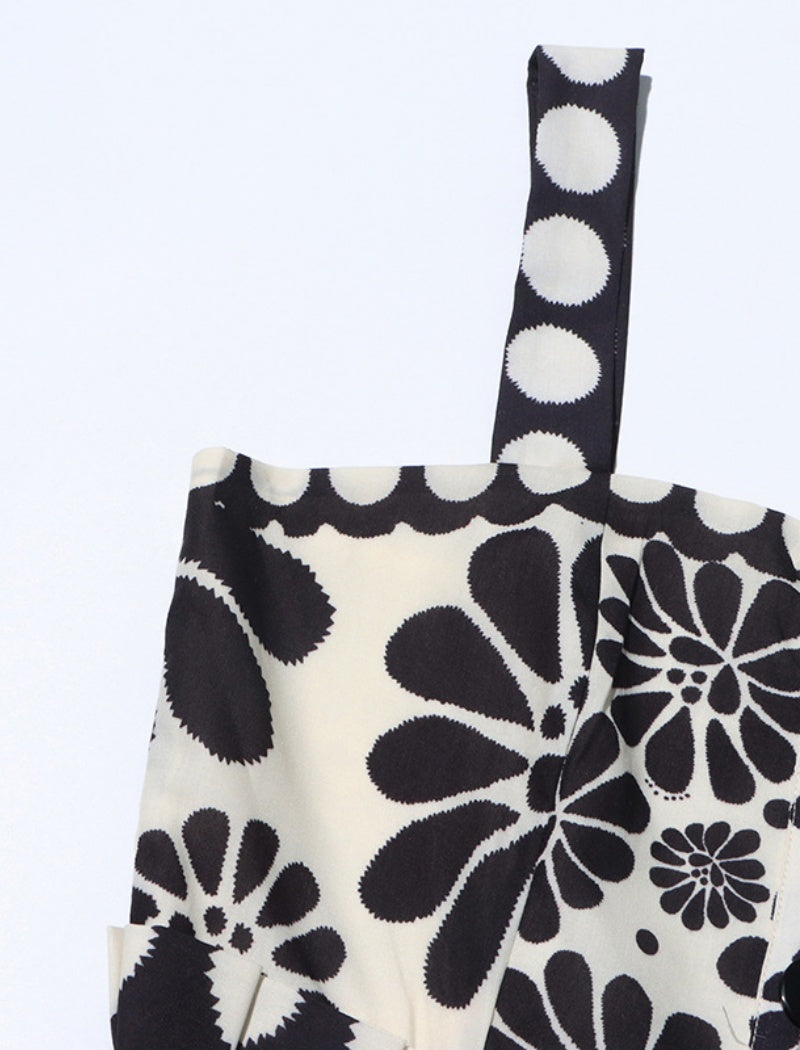 Floral Print Romper with Waist Tie