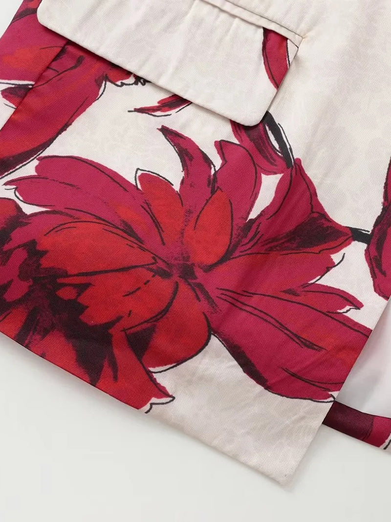 Floral Print Blazer and Pants Set