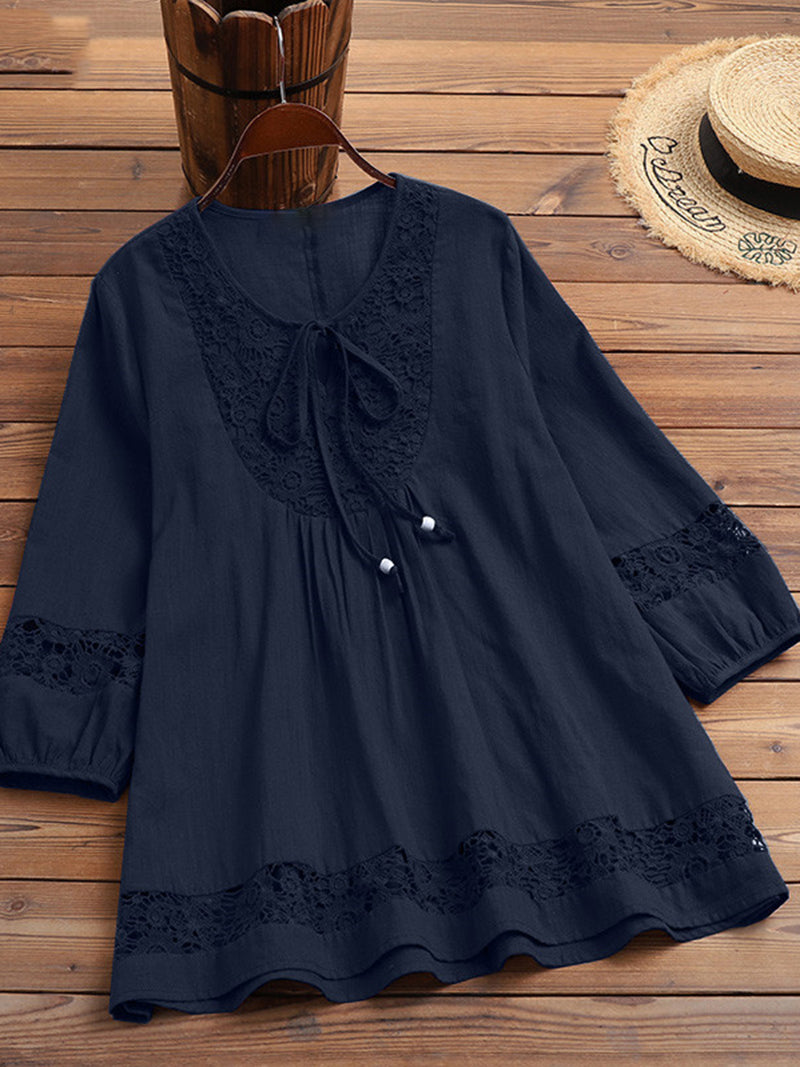 Lace Trim Boho Blouse