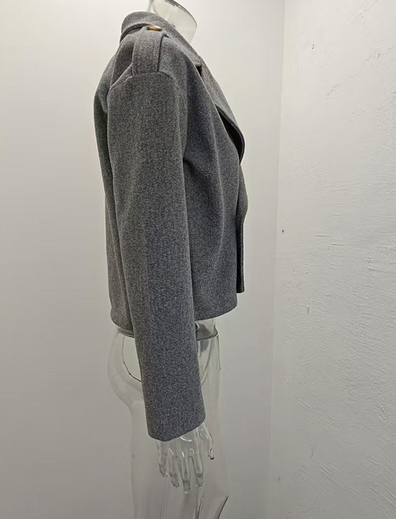 Boxy Wool-Blend Cropped Coat