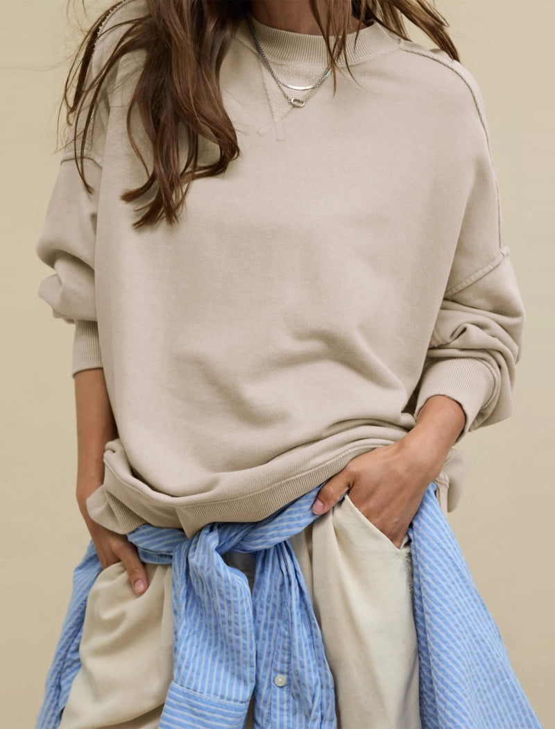 Relaxed Fit Solid Pullover