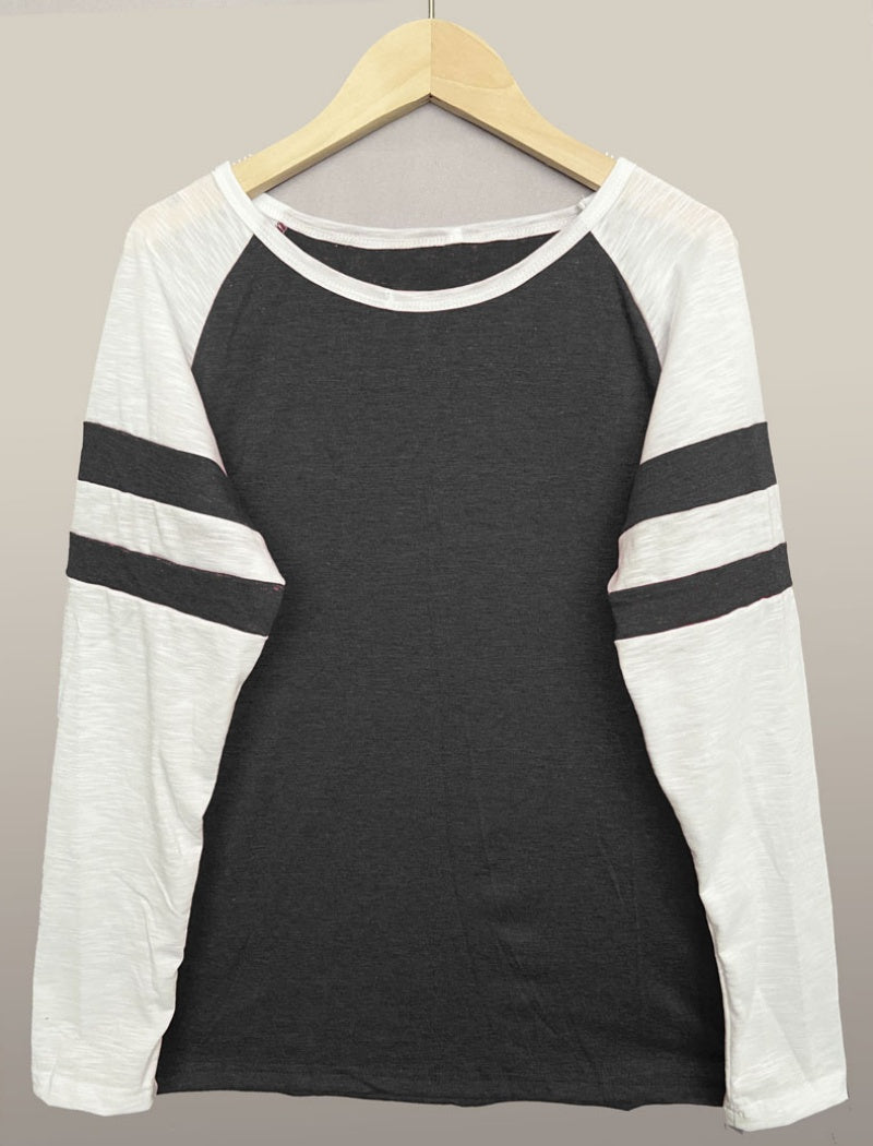 Striped Long Sleeve Baseball Tee