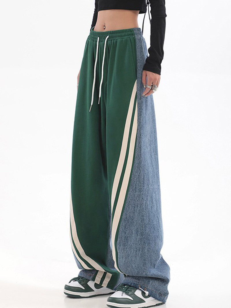 Colorblock Striped Drawstring Pants