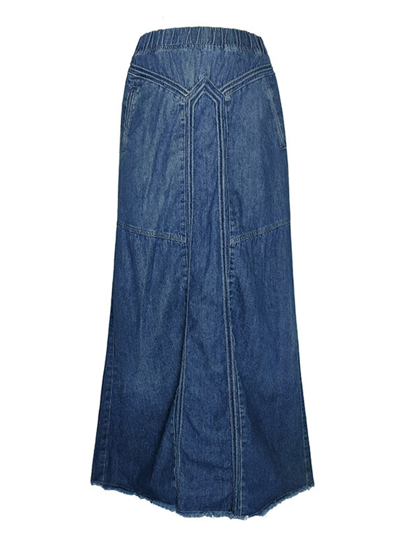 Denim A-Line Maxi Skirt