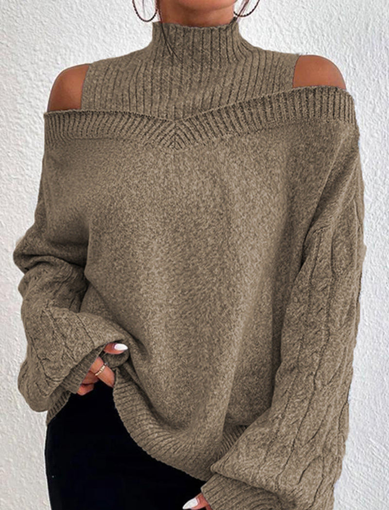 Cold Shoulder Turtleneck Sweater