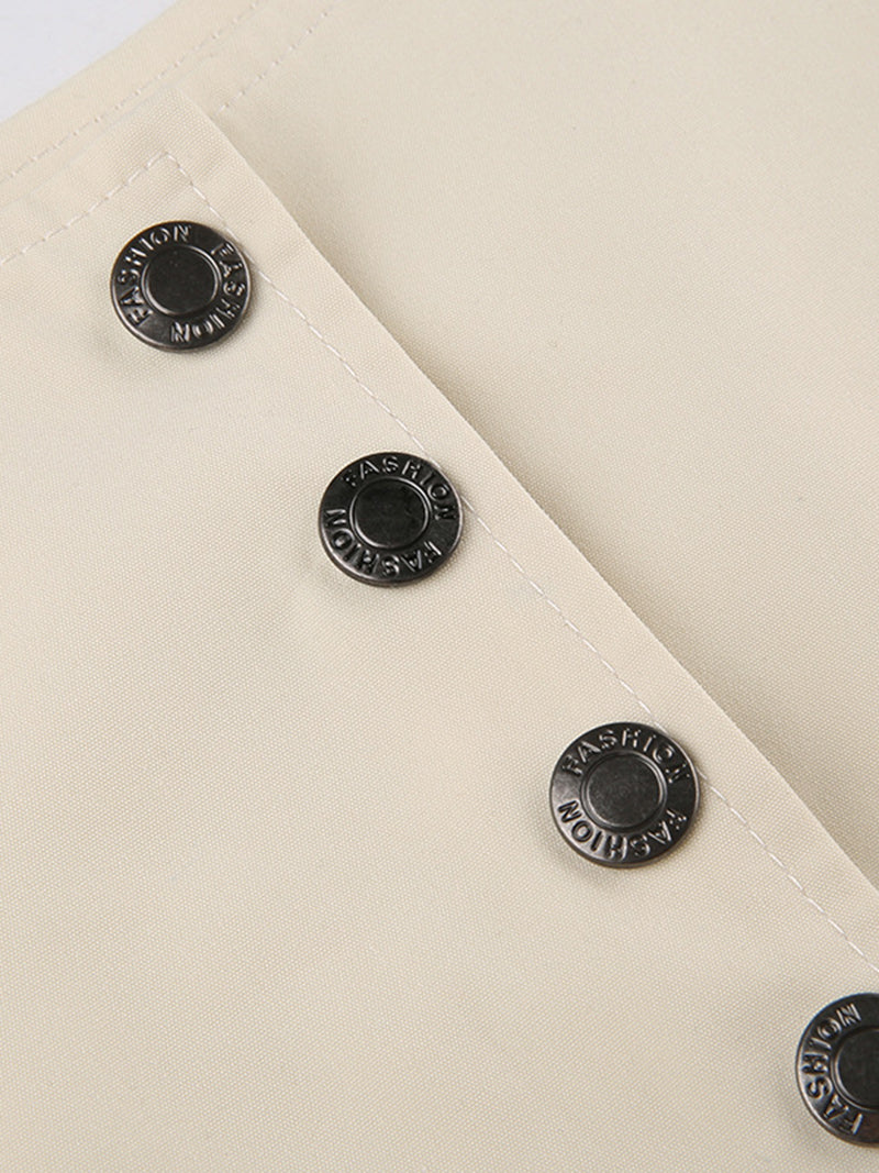 Layered Buttoned High-Rise Shorts