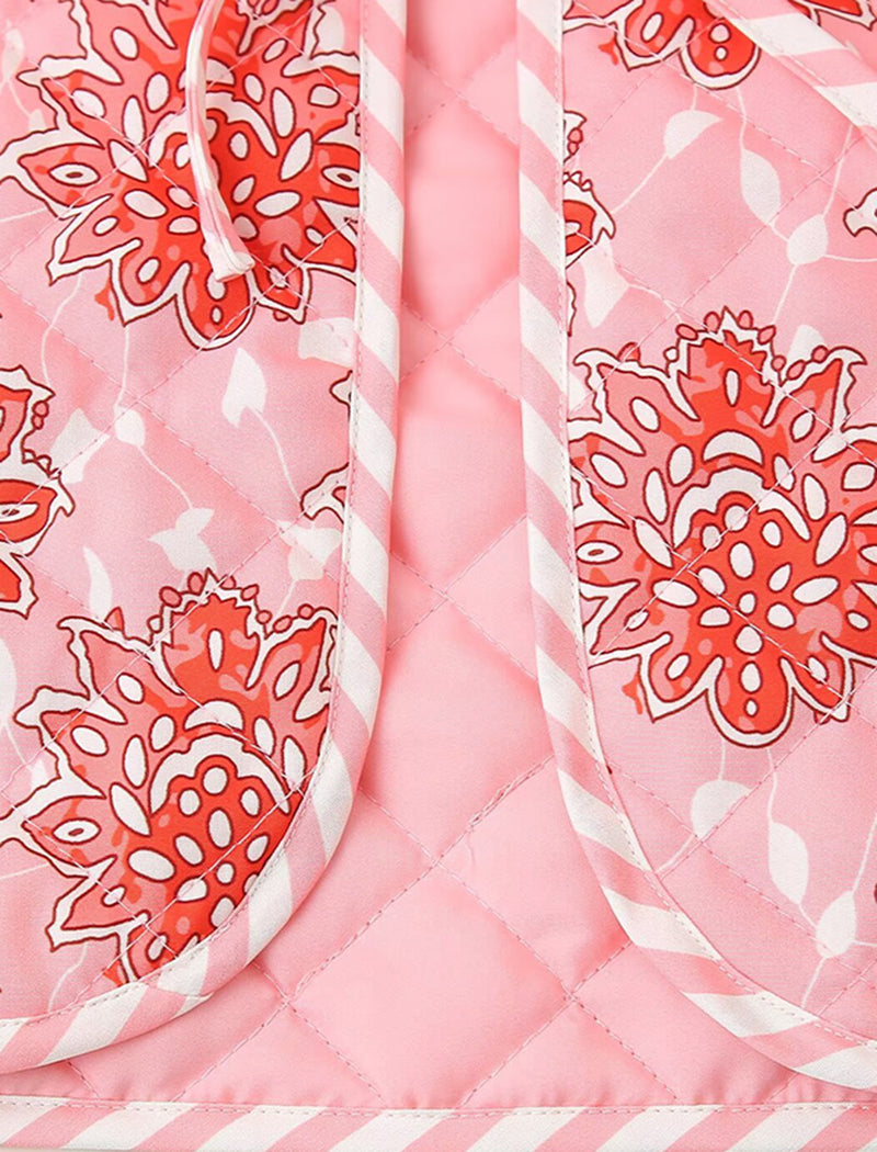 V-Neck Floral Print Cardigan Vest