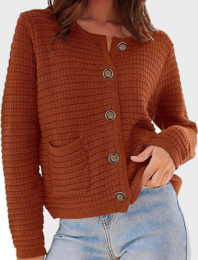 Textured Button-Up Cardigan