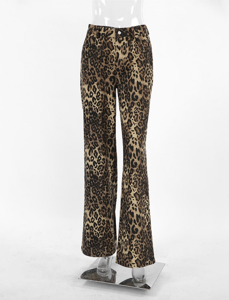 Leopard Print Wide-Leg Jeans