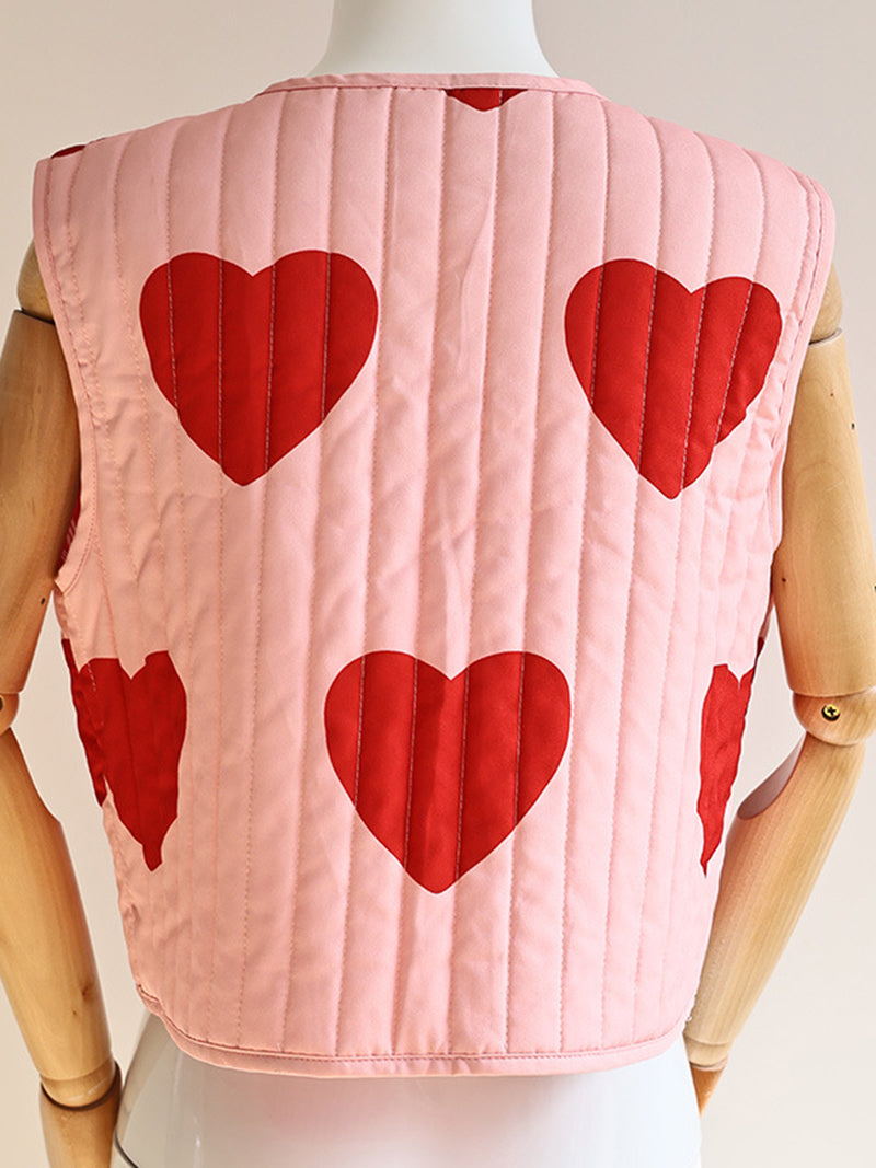 Heart Graphic Quilted Vest