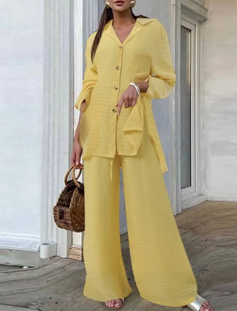 Leopard Print Button-Up Two-Piece Set