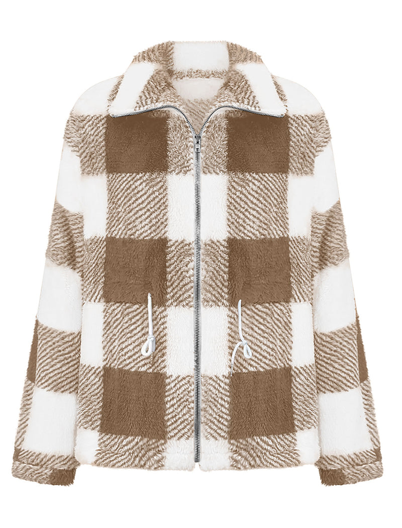 Plaid Pattern Zipper Jacket