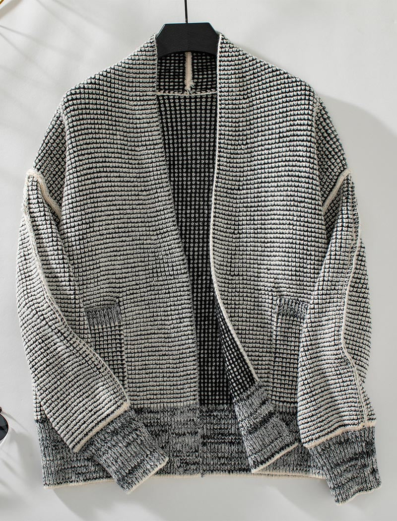 Open-Front Textured Cardigan