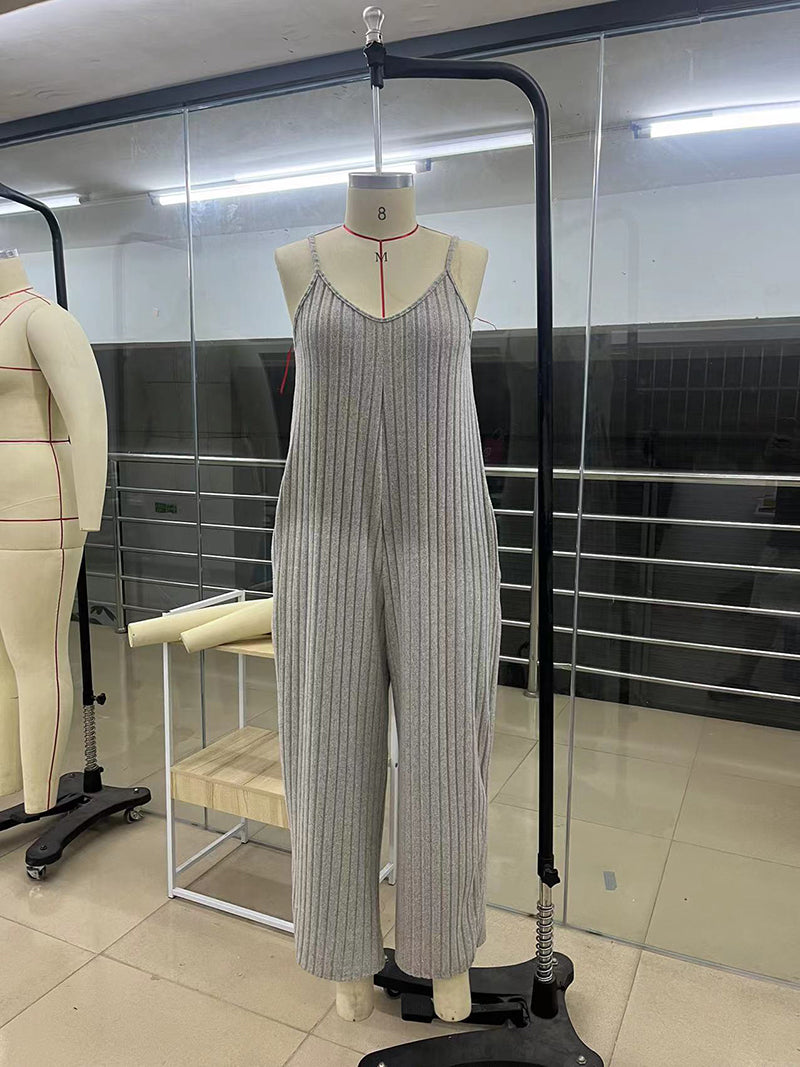 Sleeveless Striped Wide-Leg Jumpsuit
