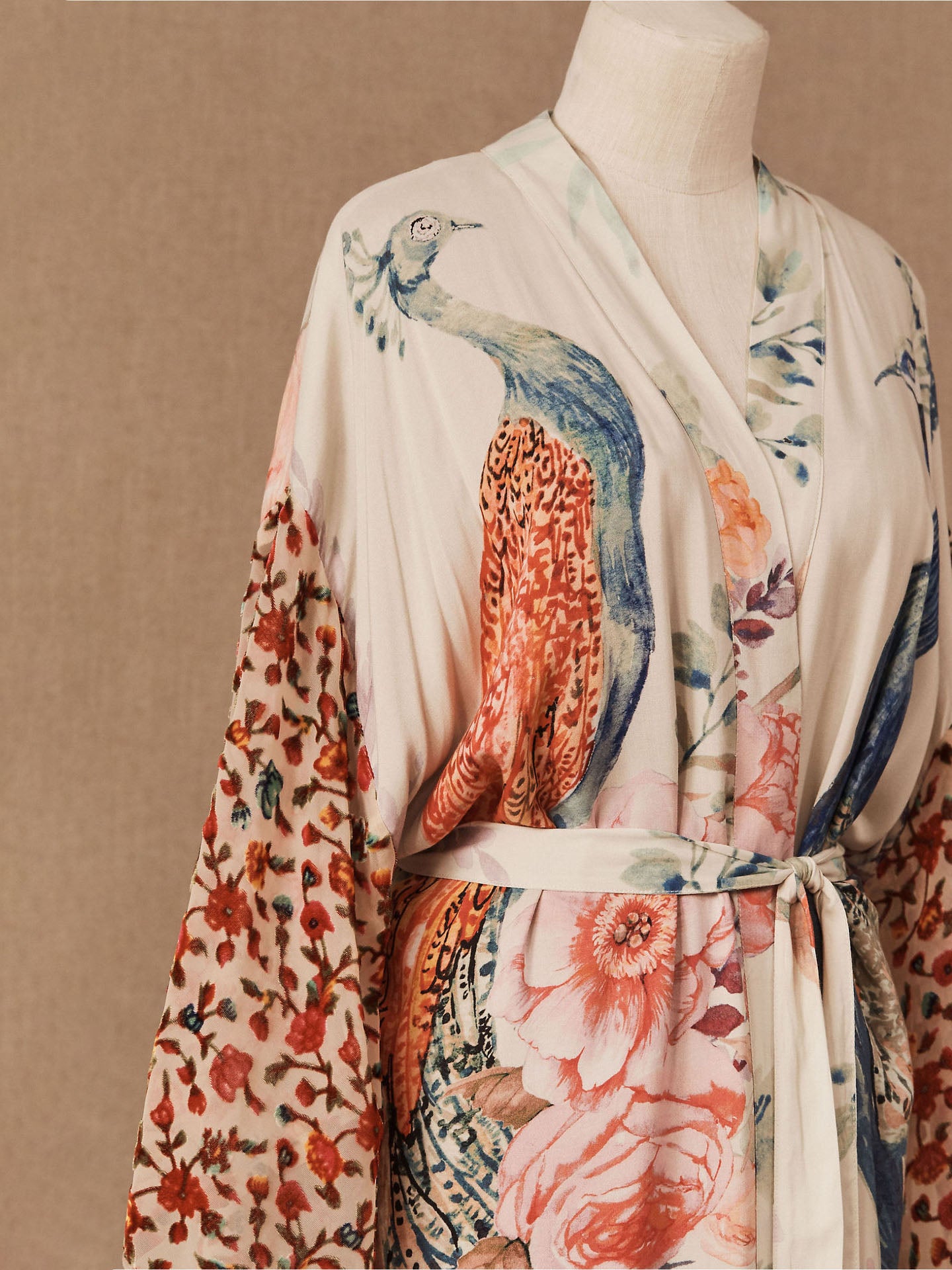 Peacock Floral Print Robe