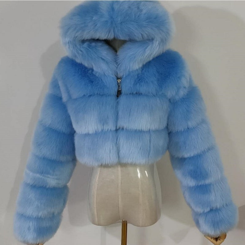Plush Chunky Knit Hooded Coat