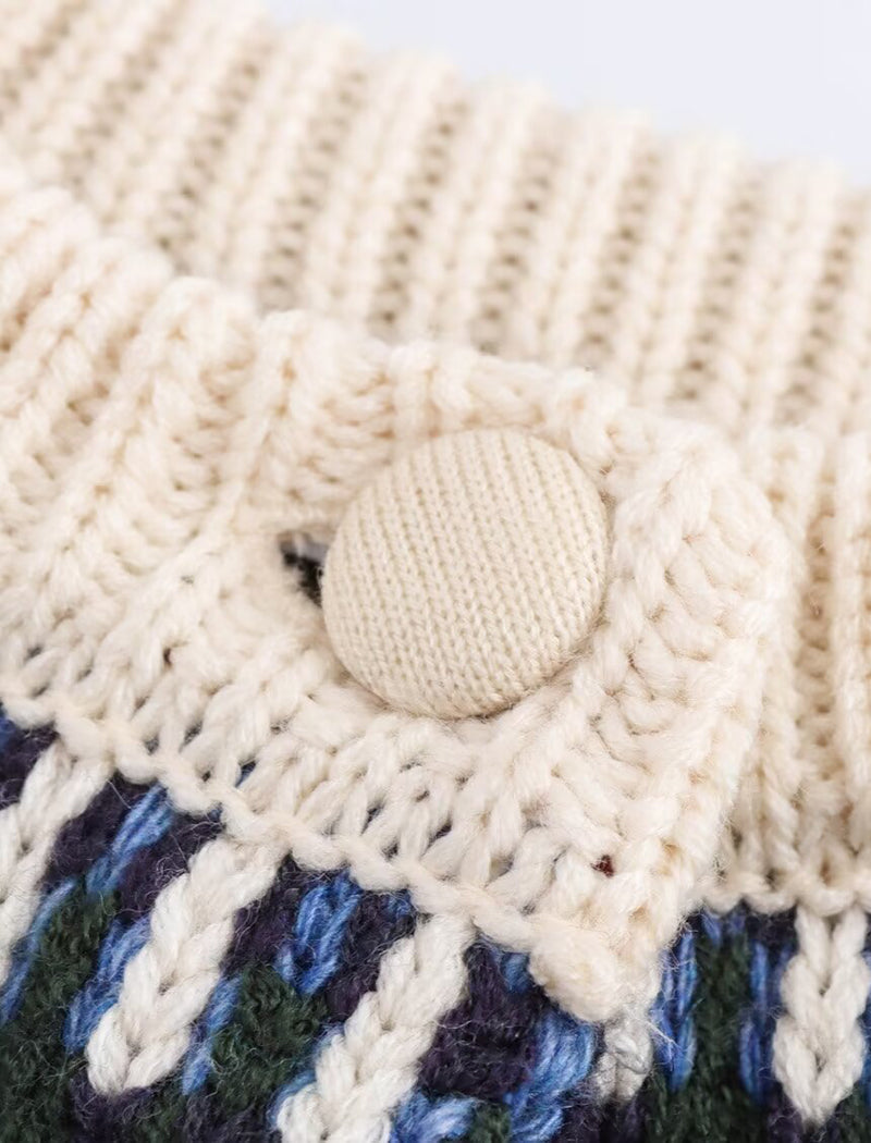 Jacquard Knit Panel Casual Sweater