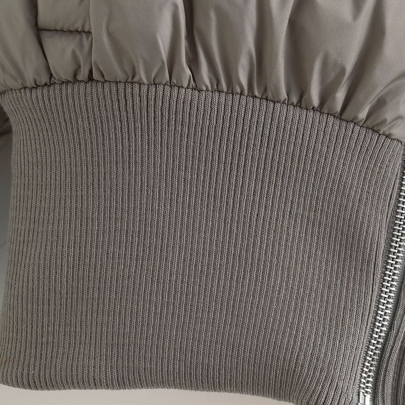 Cropped Puffer Jacket with Ribbed Hem