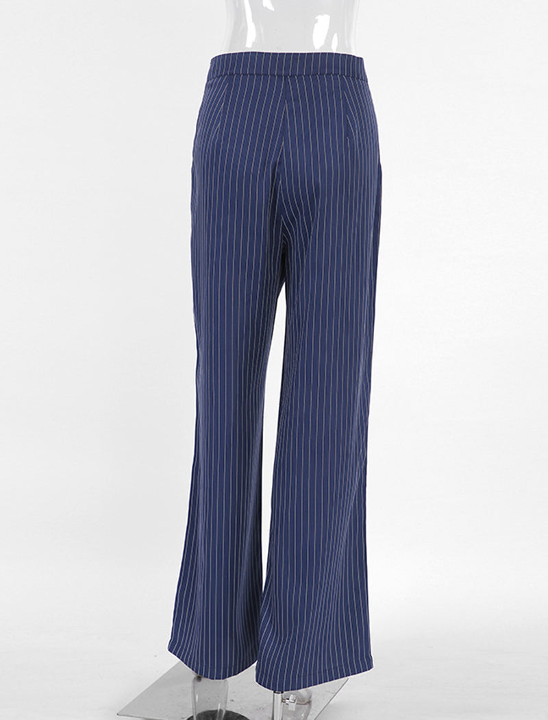 Pinstripe Wide-Leg Trousers