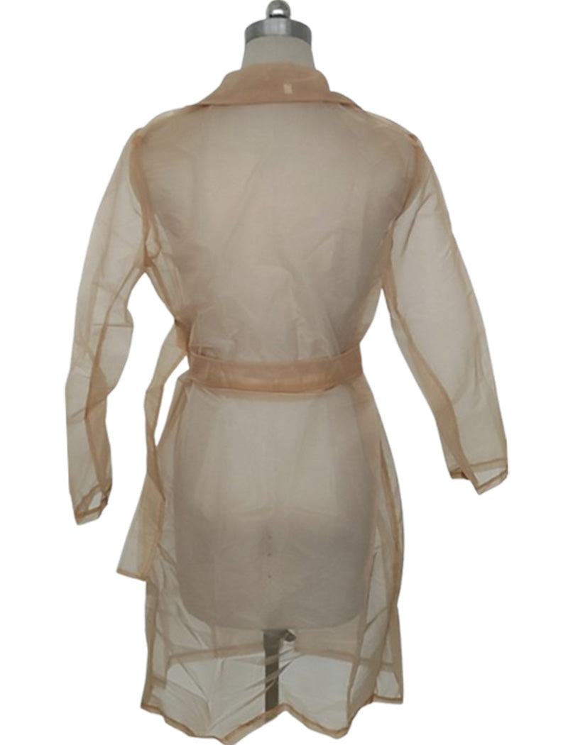 Sheer Mesh Belted Cardigan