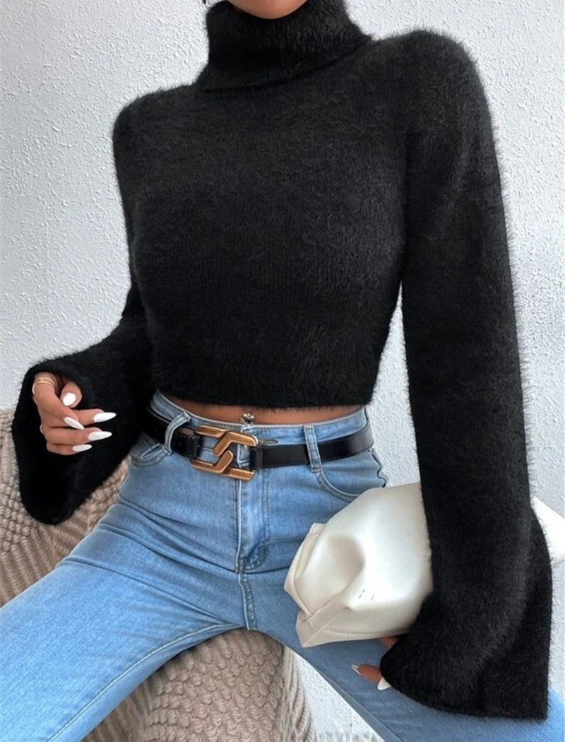 High-Neck Fitted Sweater