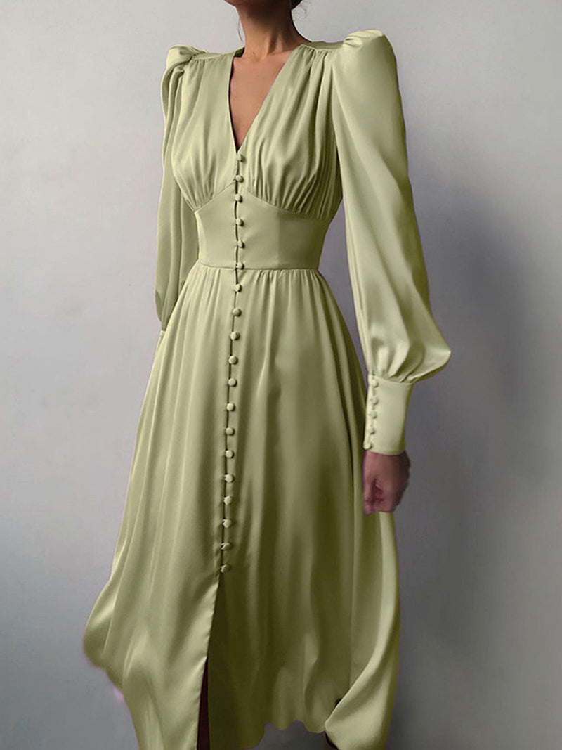 Puff Sleeve Smocked Midi Dress