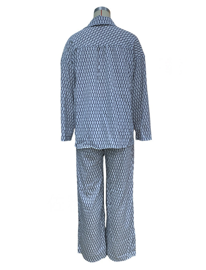 Long Sleeve Collared Shirt and Pants Set