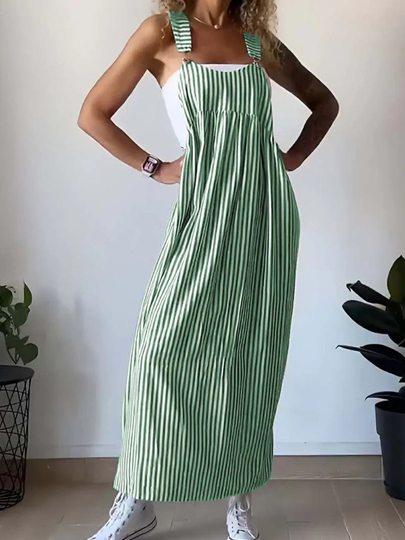 Striped Overall Maxi Dress