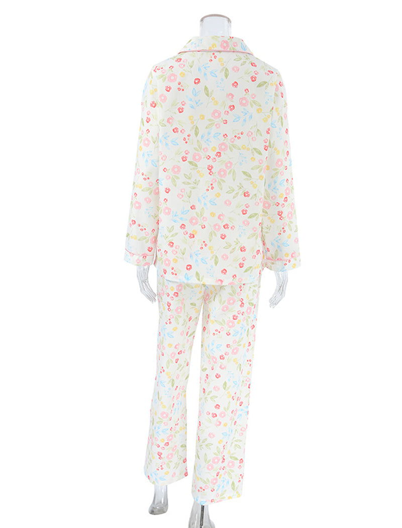 Floral Print Long Pajama Set