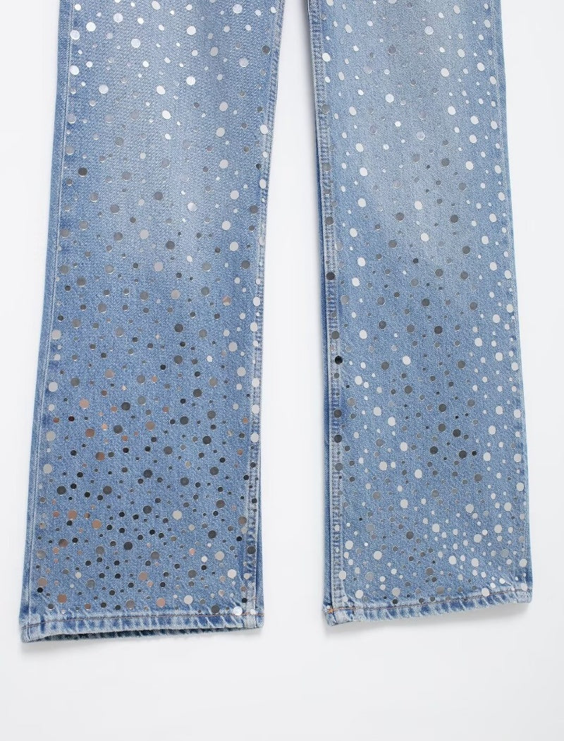 Star Studded Wide-Leg Jeans