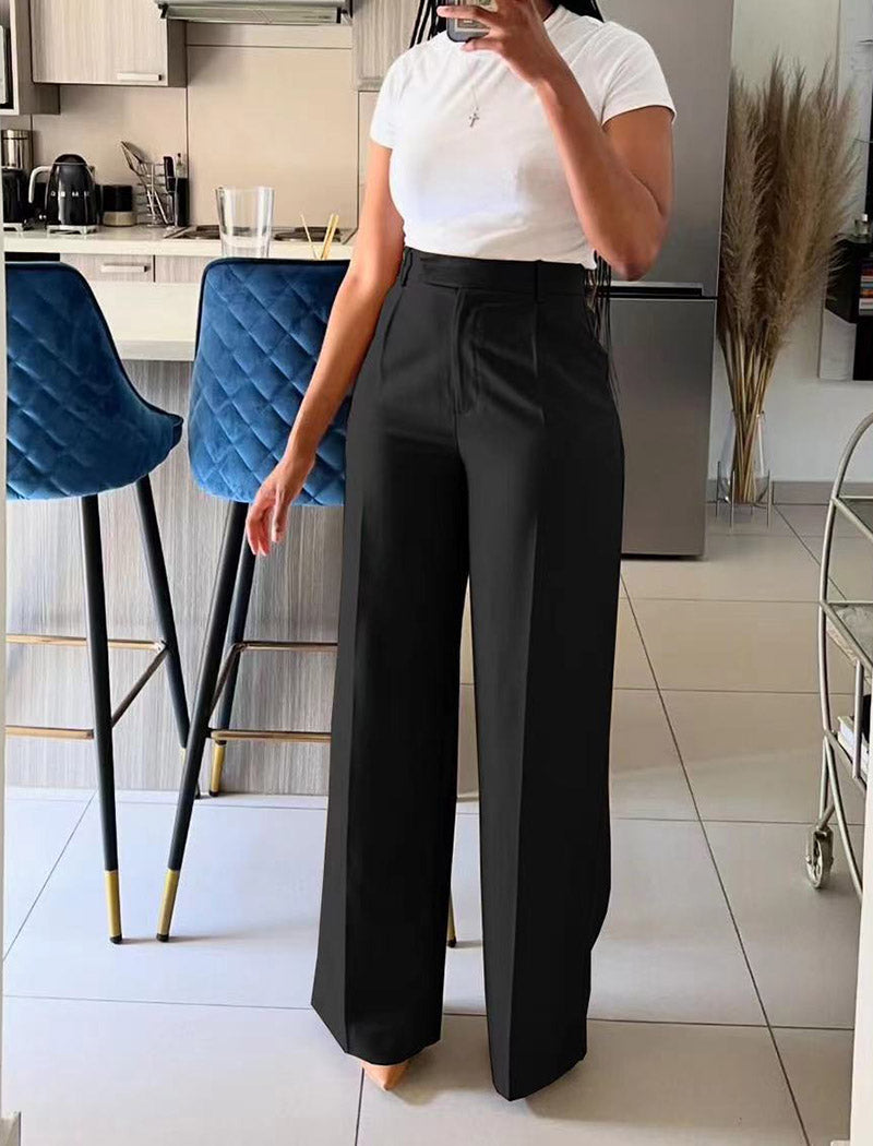 High-Waist Straight-Leg Pants
