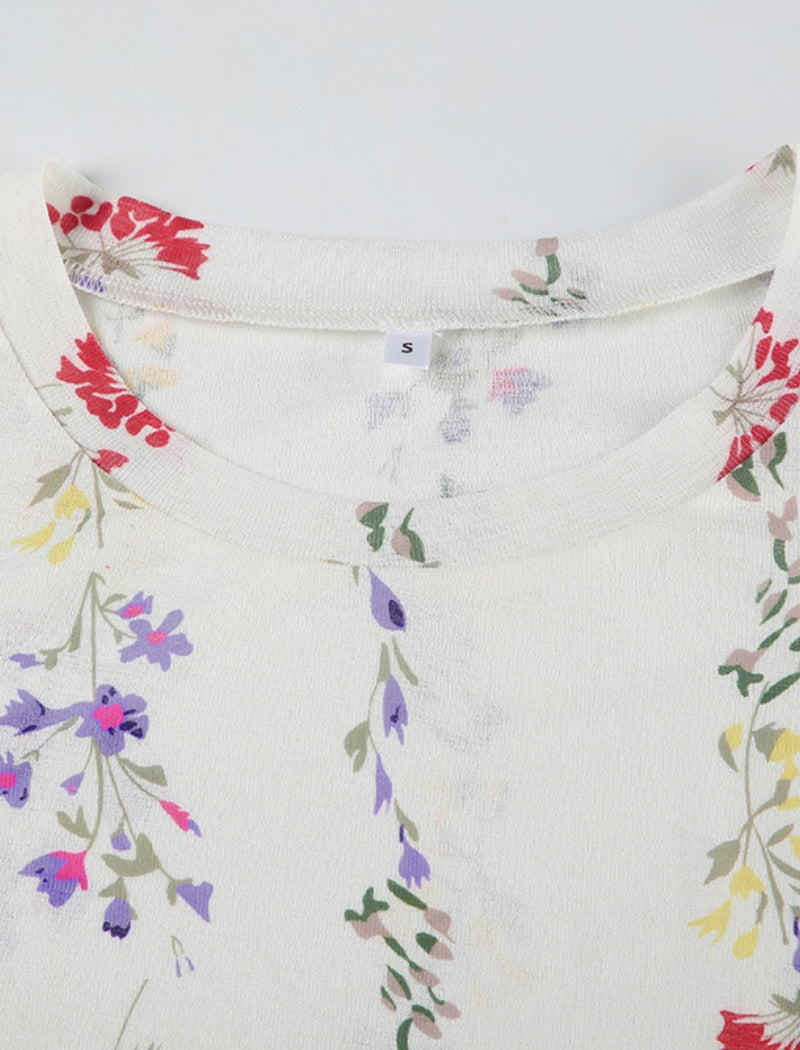 Floral Mesh Long Sleeve Top