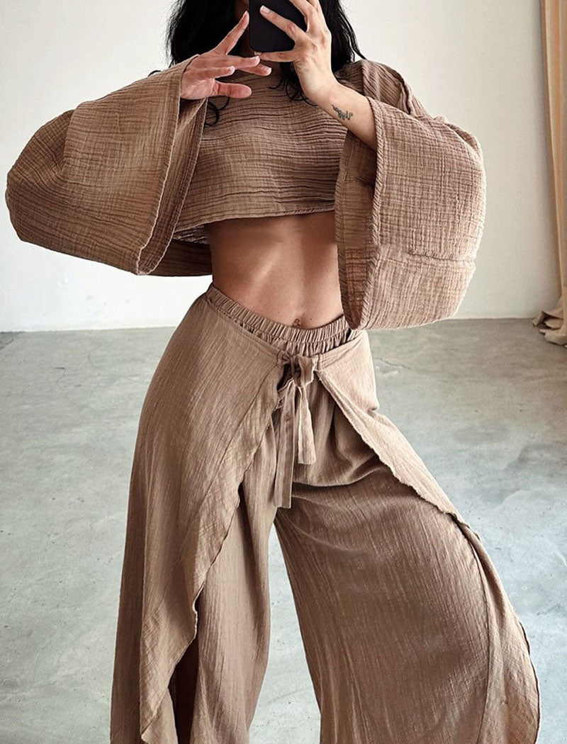 Flowy Crop Top and Pants Set