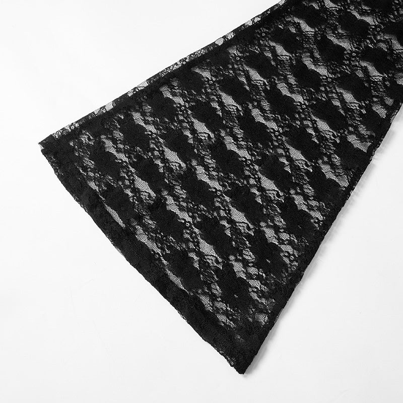 Sheer Lace Bell-Bottom Pants