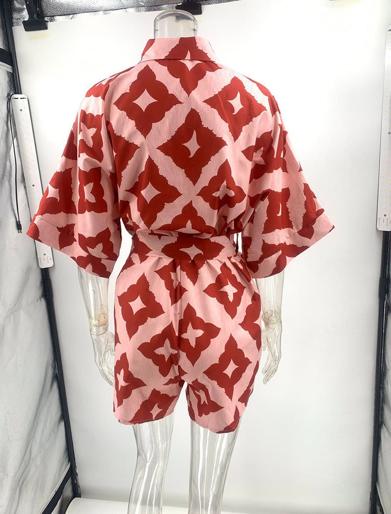 Printed Tie-Waist Romper