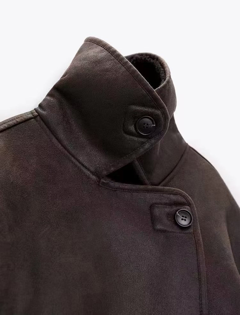 Loose Faux Fur Lined Jacket