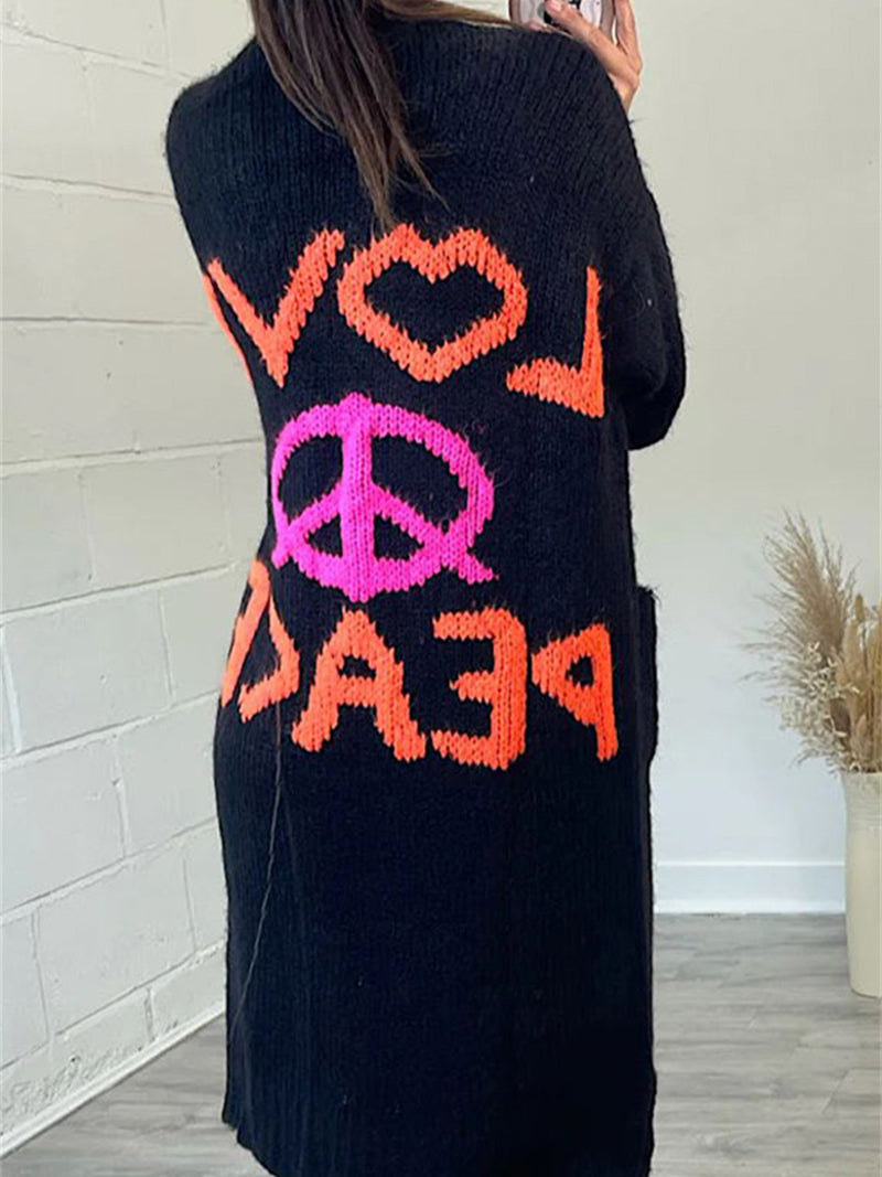 Love and Peace Graphic Cardigan