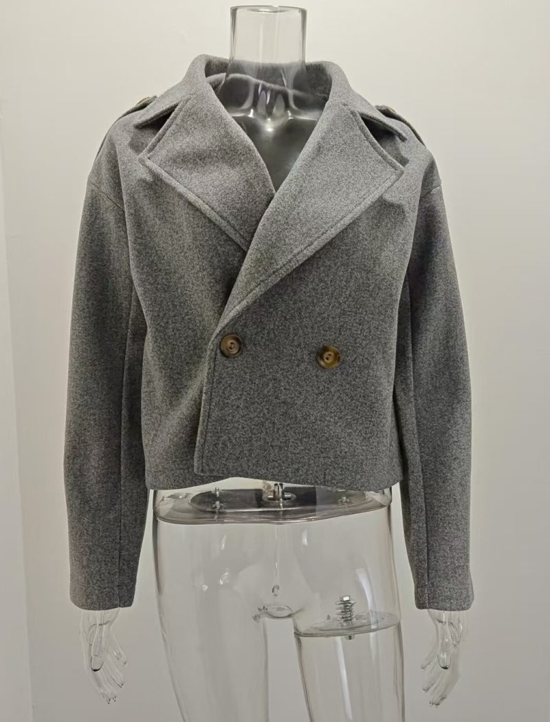 Cropped Wool-Blend Coat