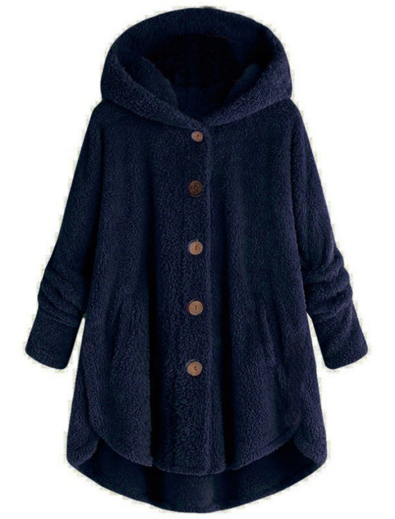 Button-Up Cozy Hooded Jacket