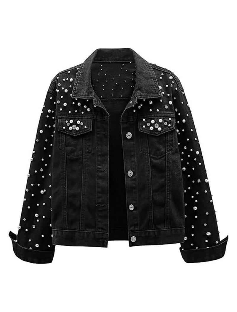 Pearl-Studded Denim Jacket