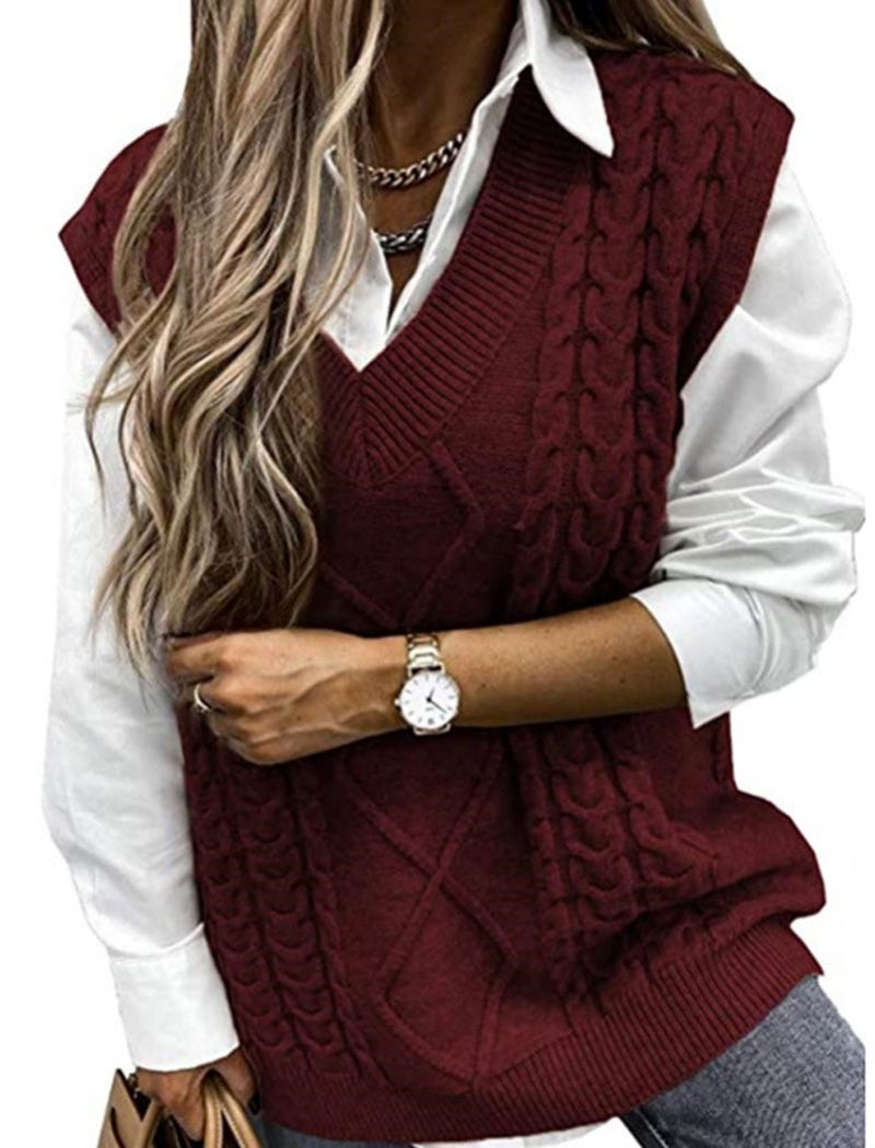 Chunky Knit V-Neck Sweater Vest