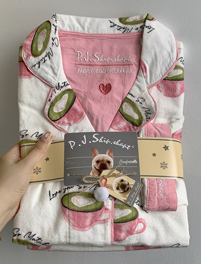 Printed Long Sleeve Pants Pajama Set