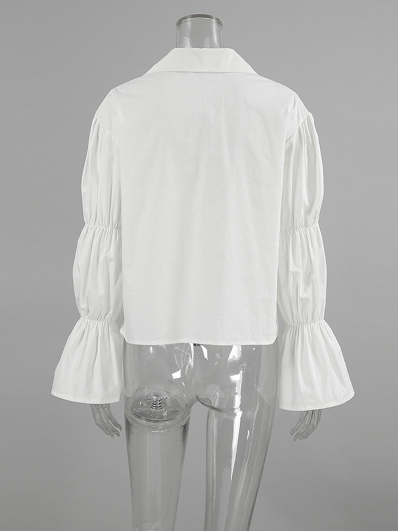 Tie-Front Bell Sleeve Blouse