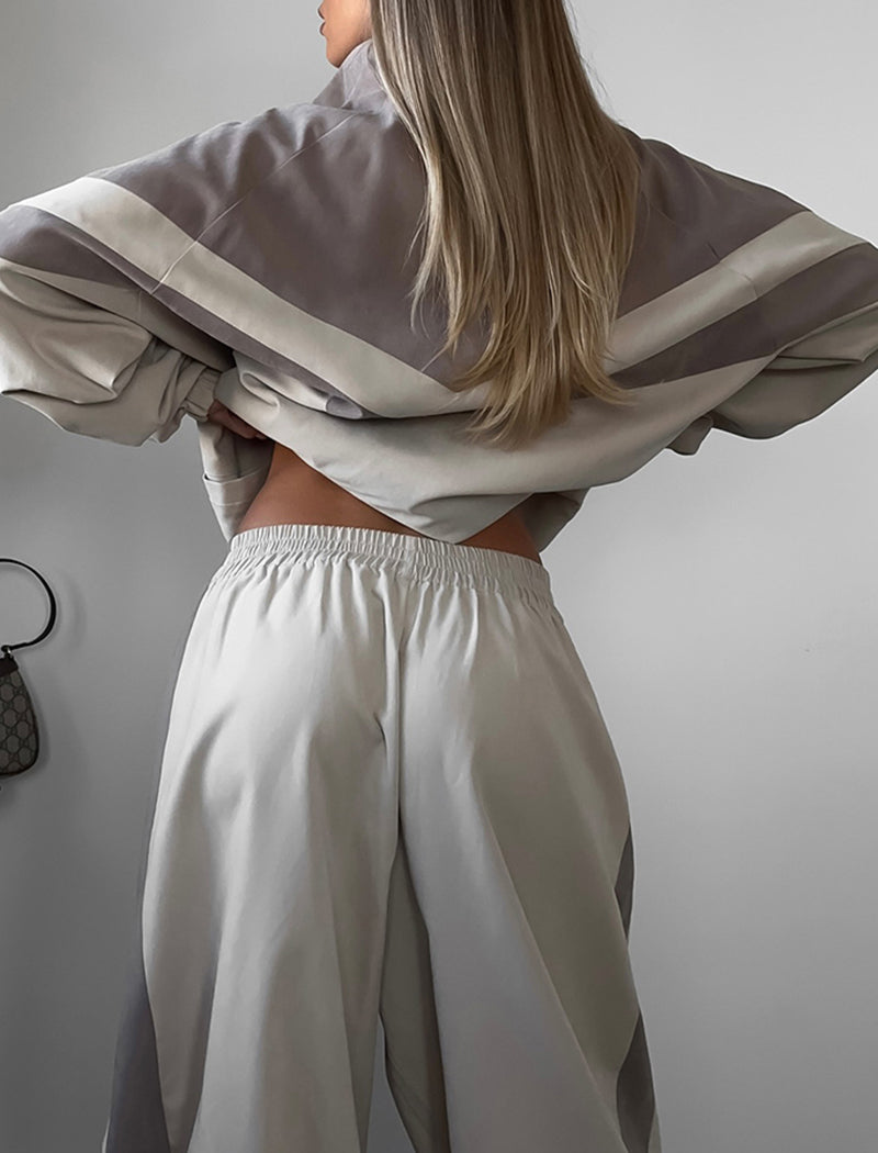 Striped Color-Block Jacket and Jogger Set