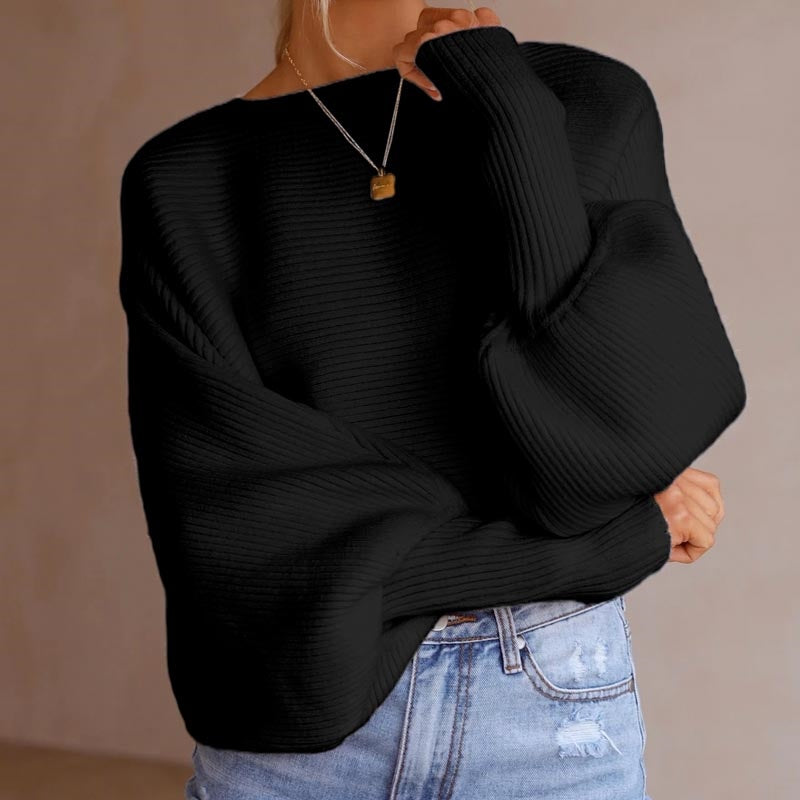Solid Color Knit Sweater Loose Fit