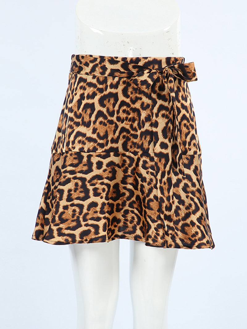Tiered Ruffle Leopard Mini Skirt