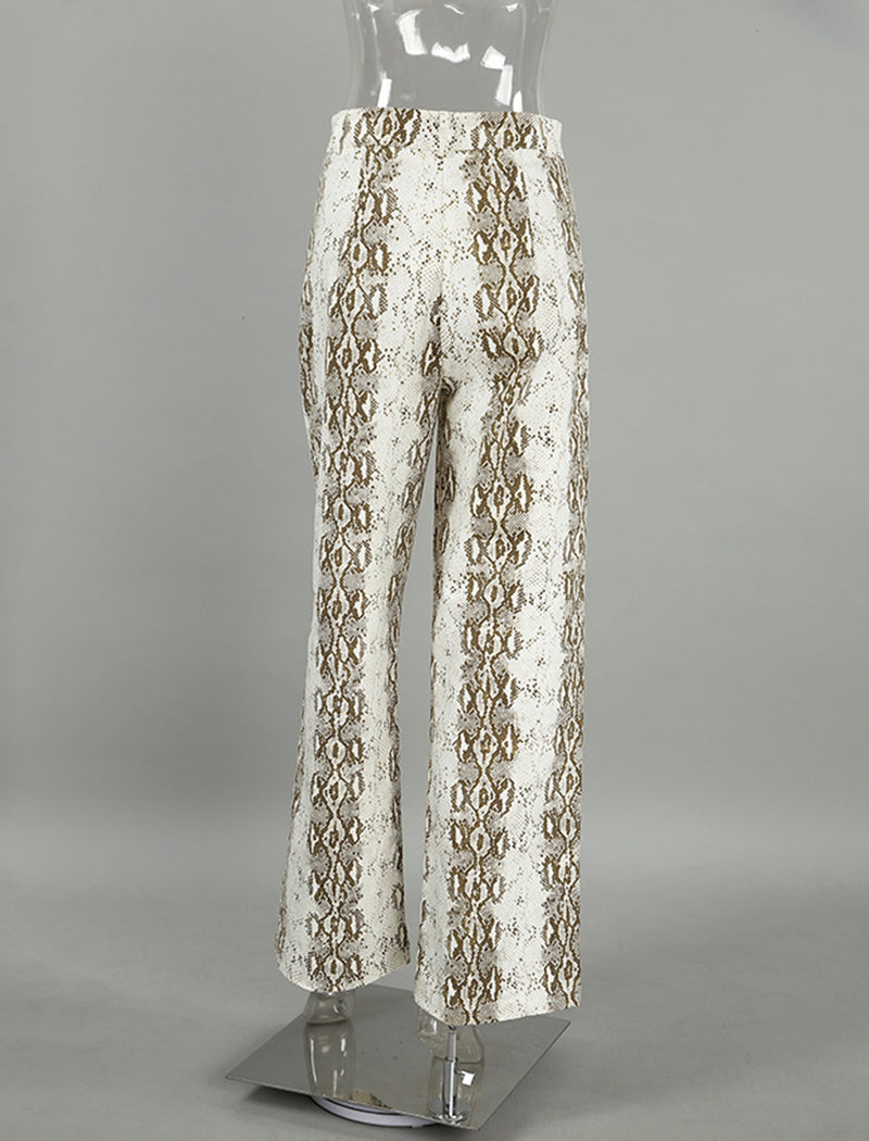 Snake Print High-Waisted Casual Pants