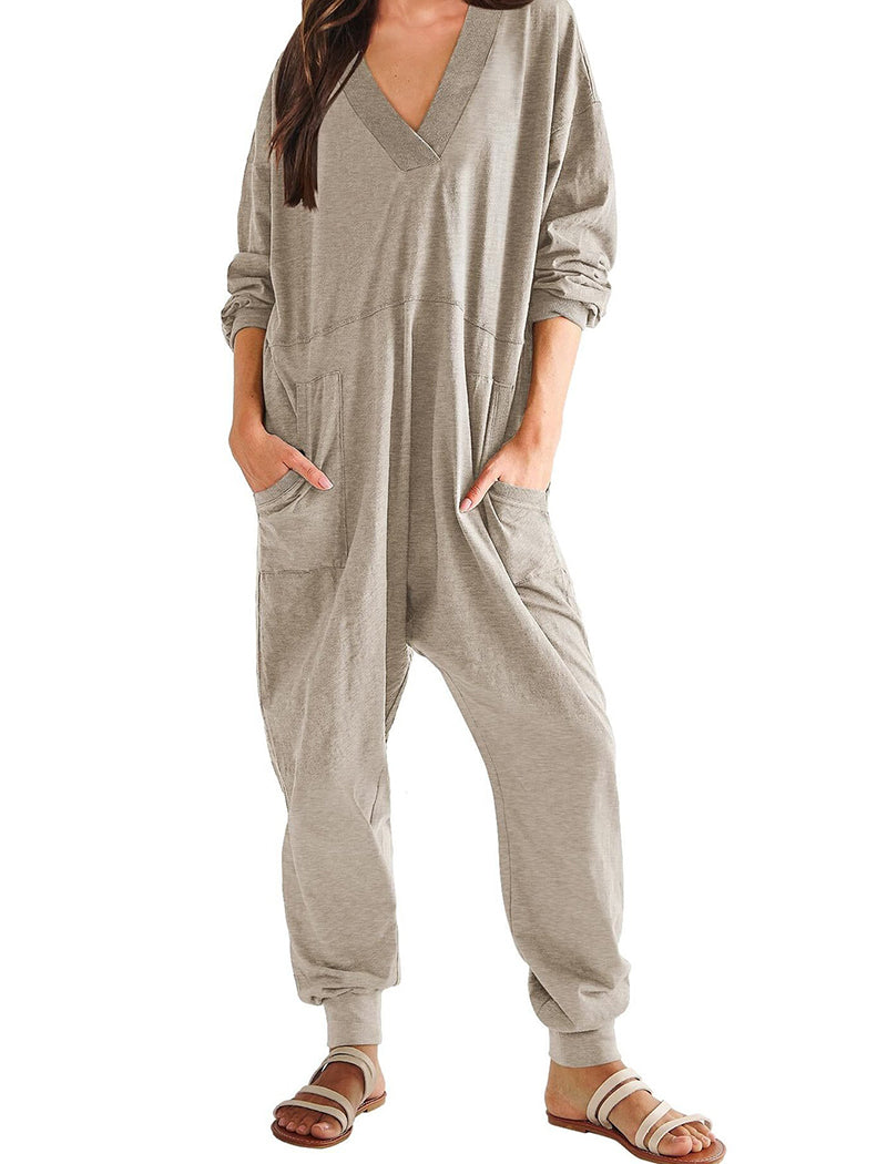 Relaxed Fit V-Neck Jumpsuit