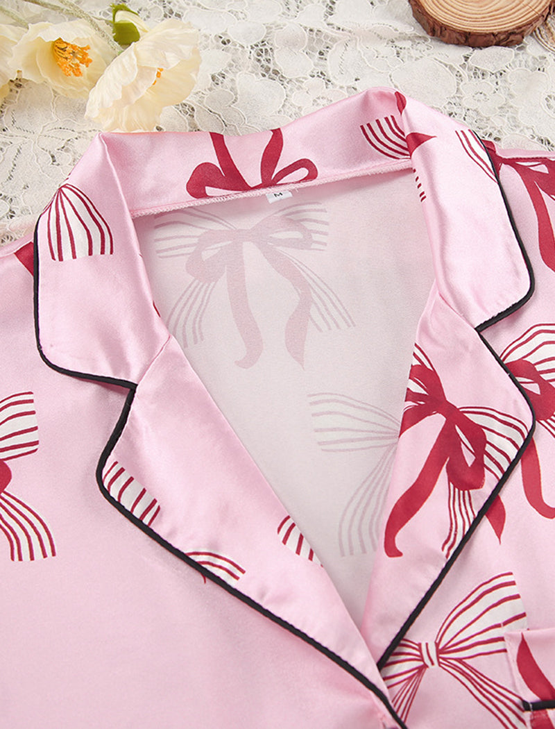 Long Sleeve Bow-Print Pajama Set