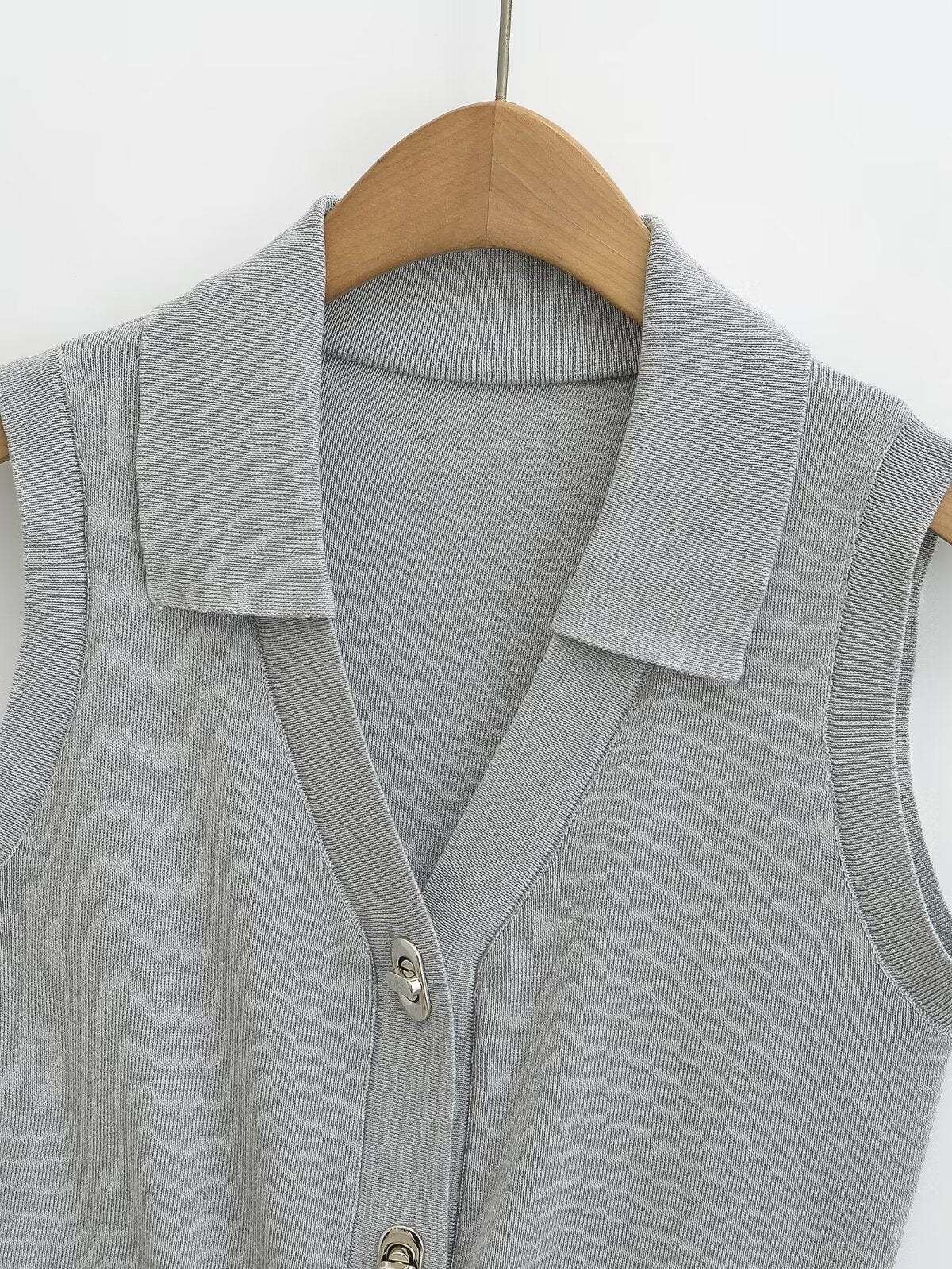 Sleeveless Button-Up Knit Vests